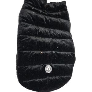 Fab Dog Pet Apparel Soft Velvety Puffer Coat Jacket Black Rainbow Sparkles L